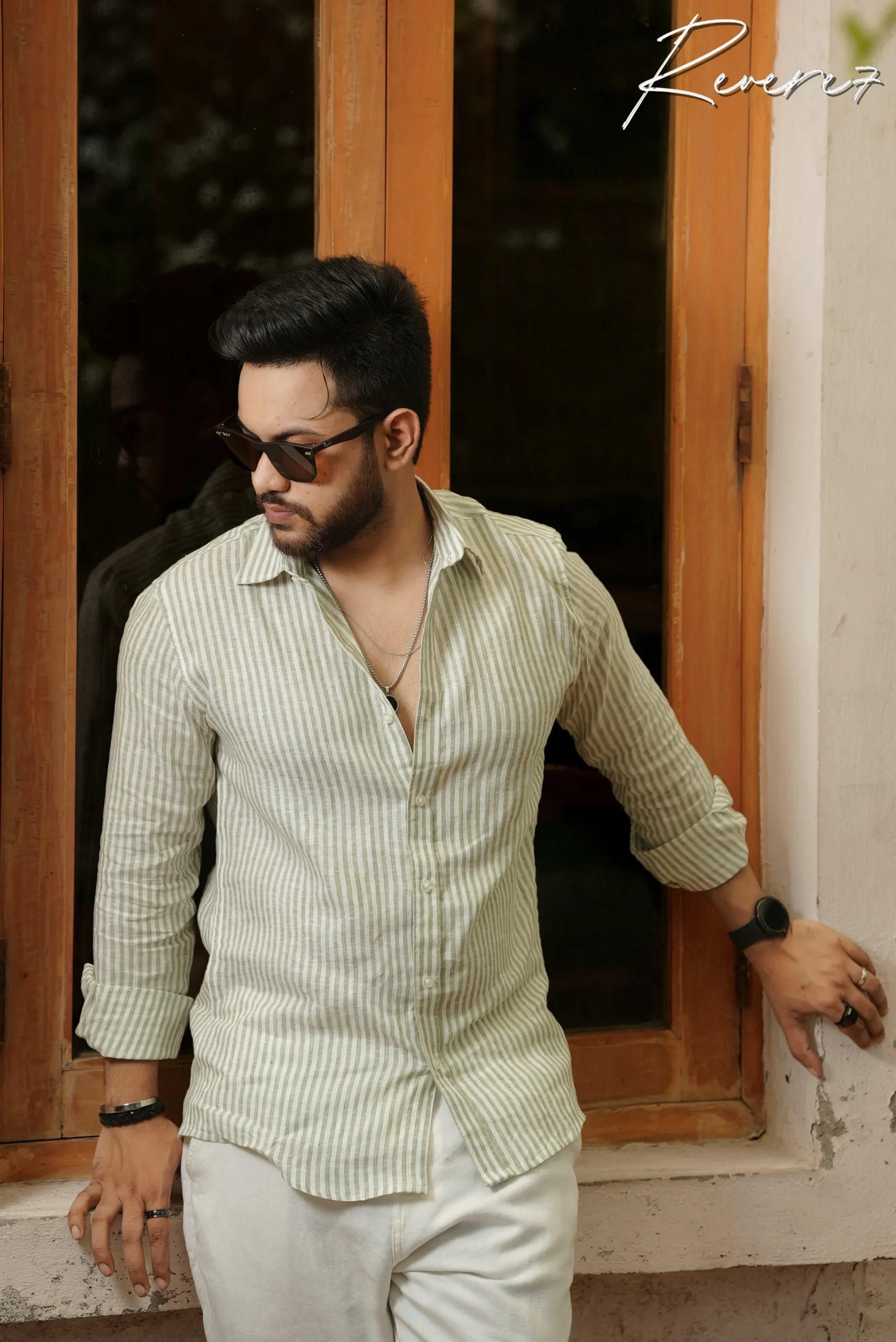 GREEN Stripes- full sleeve shirt - Image 2