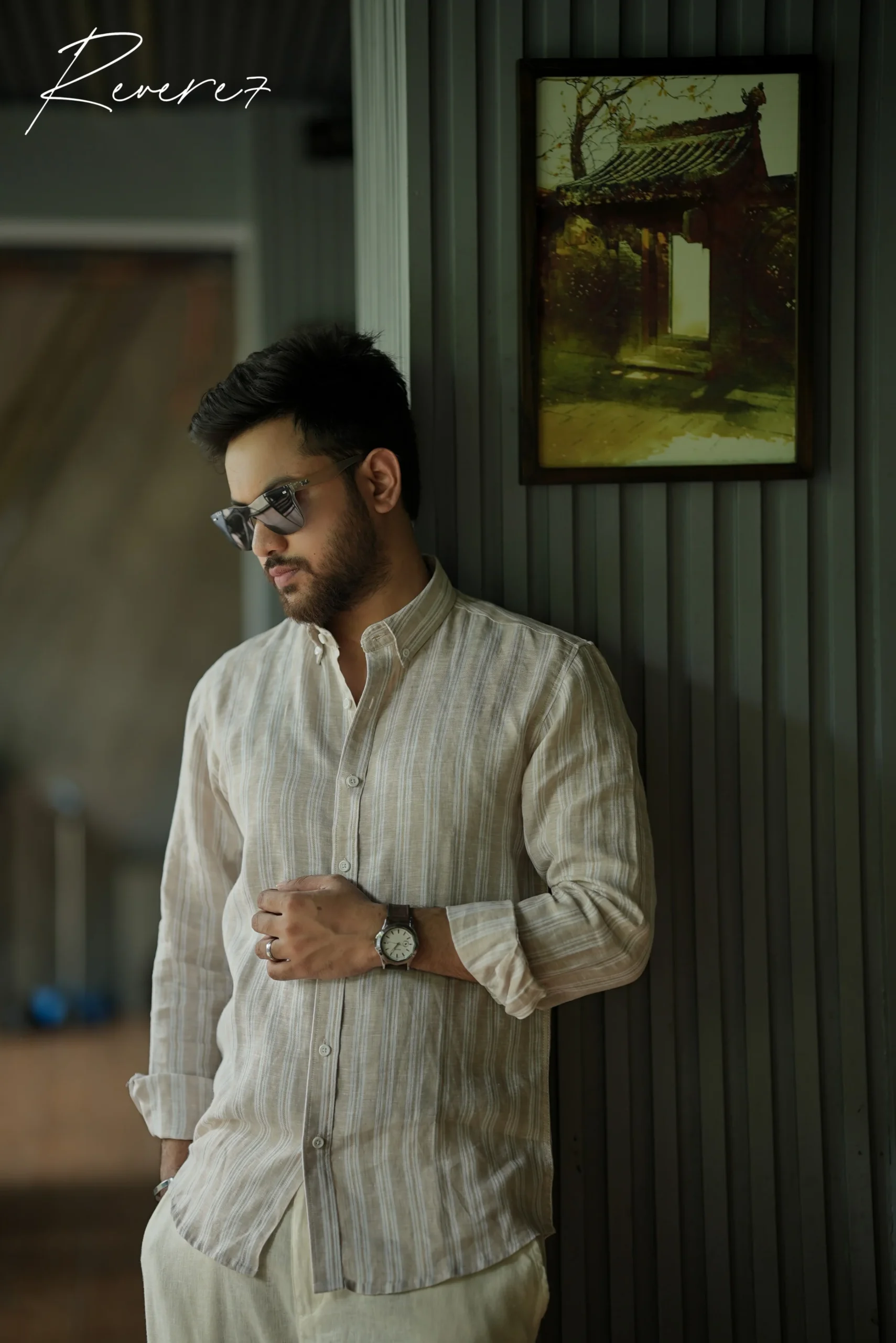 BEIGE Stripes- full sleeve shirt