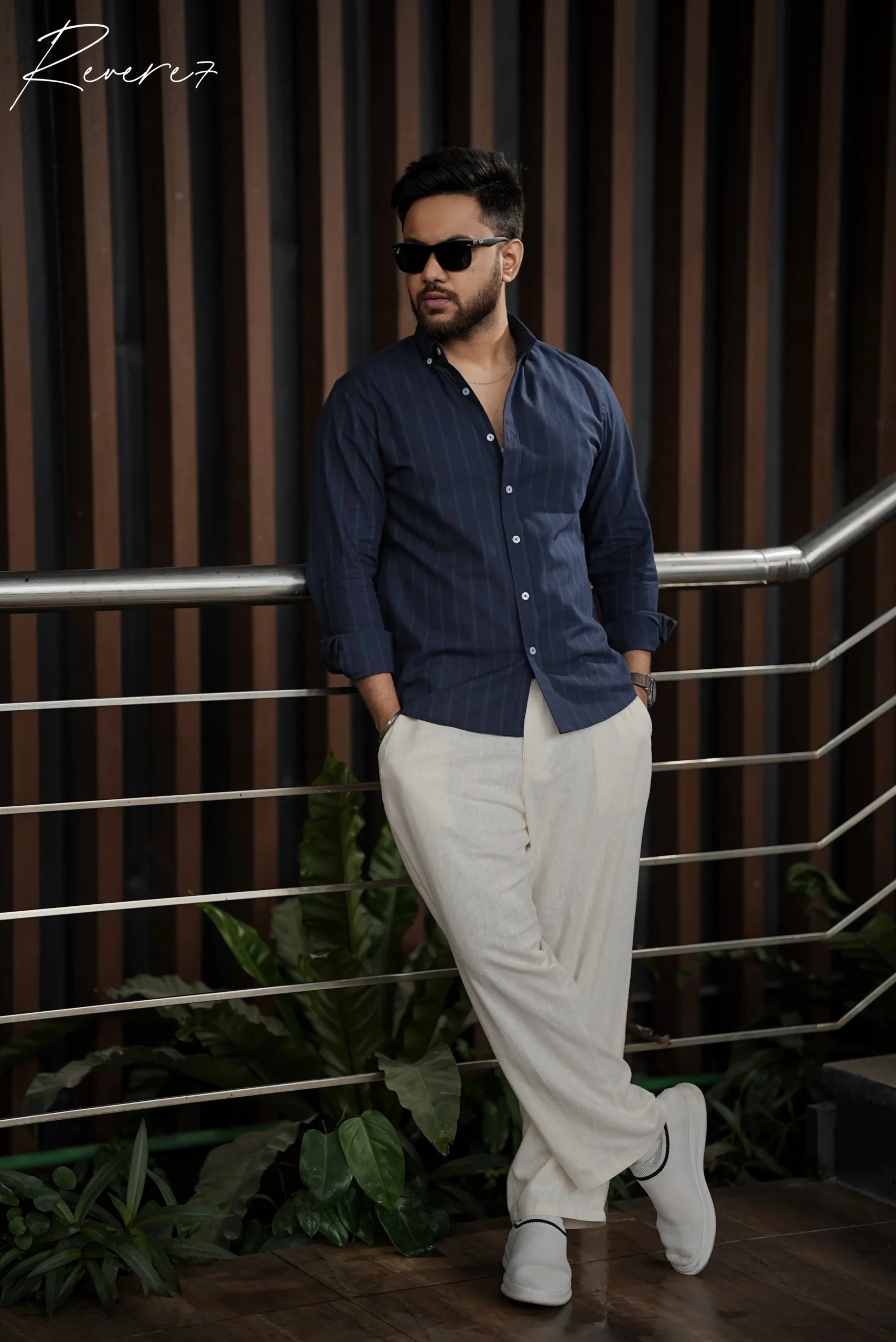 NAVY GREEN-stripes shirt - Image 3