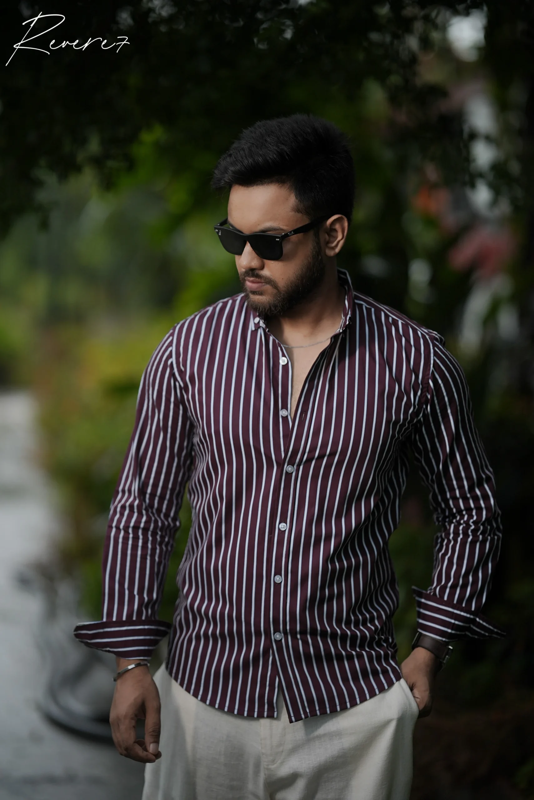 MAROON-stripes shirt