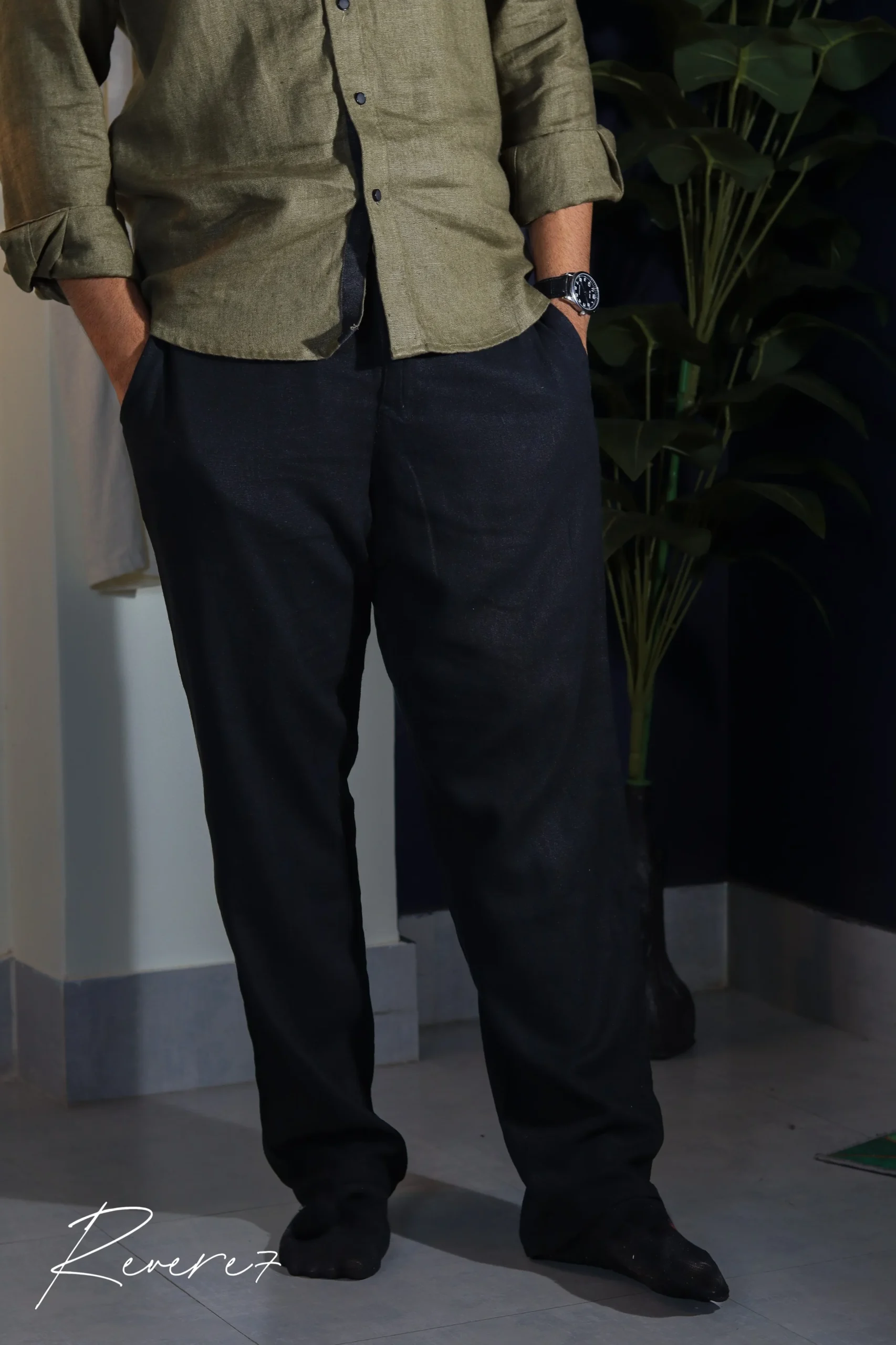 BLACK- Linen pants - Image 3