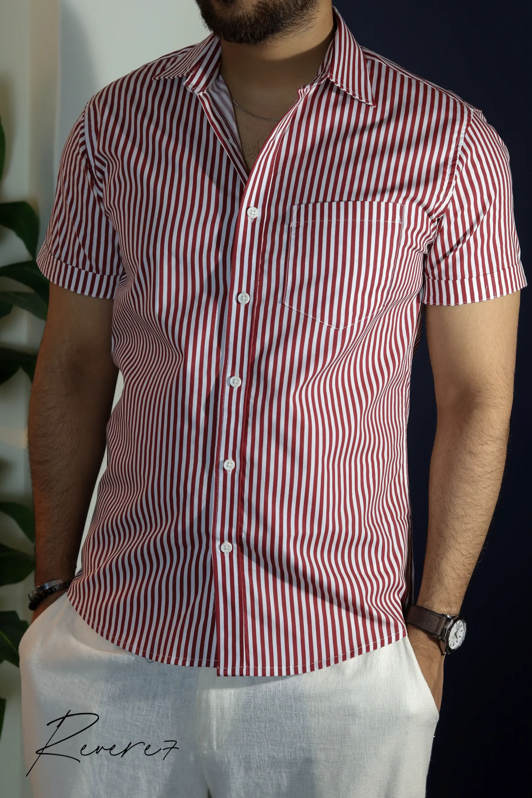 RED Stripes- Half Sleeve shirt - Image 3