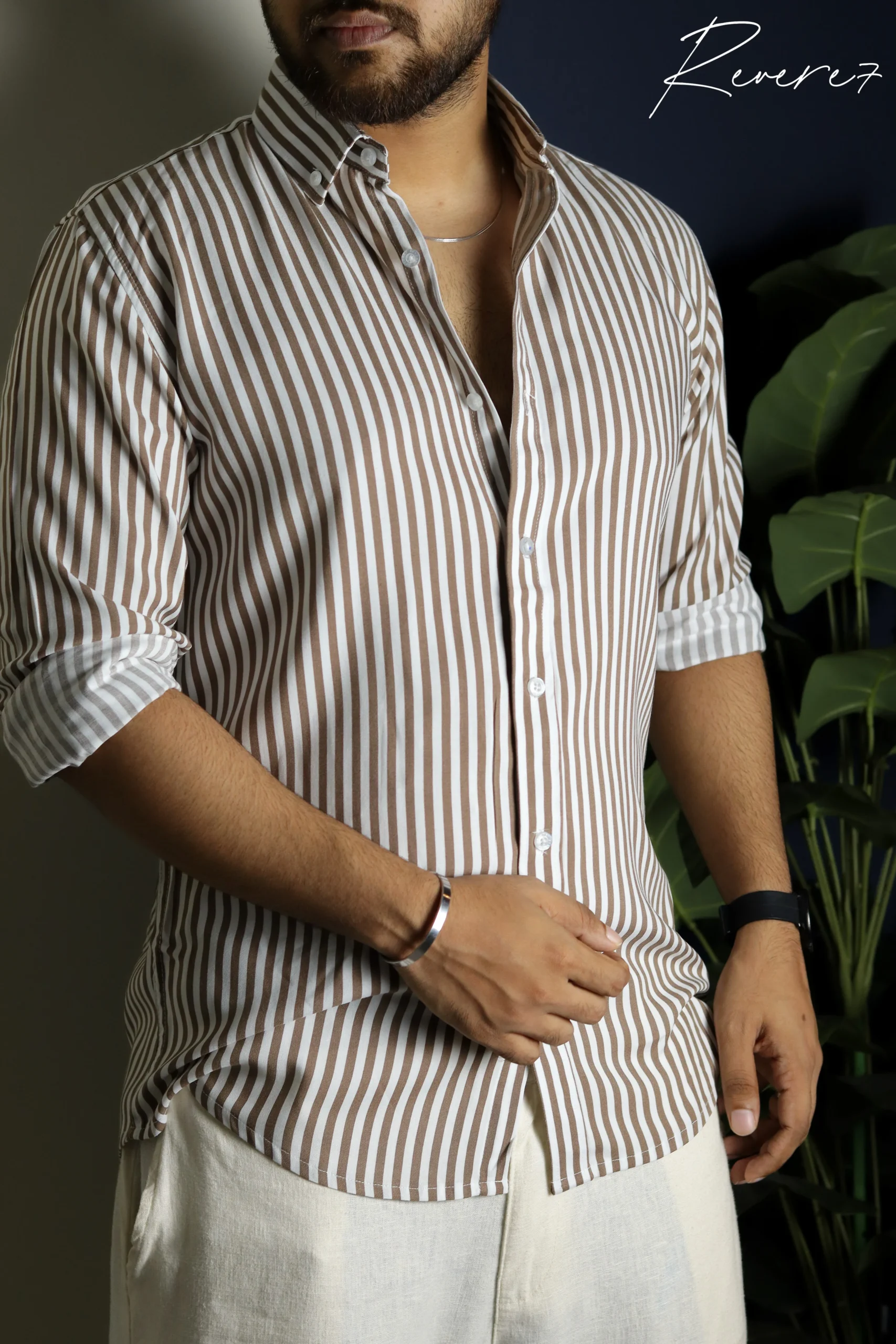 TAUPRE BROWN-stripes shirt