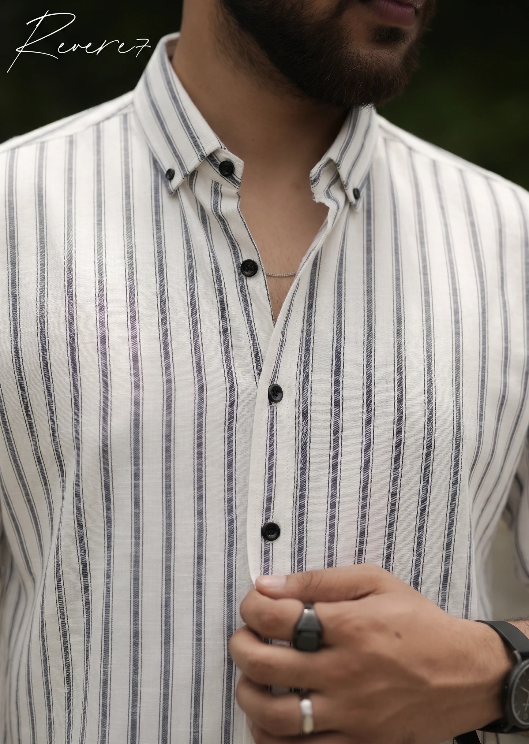 WHITE Stripes- full sleeve shirt - Image 3