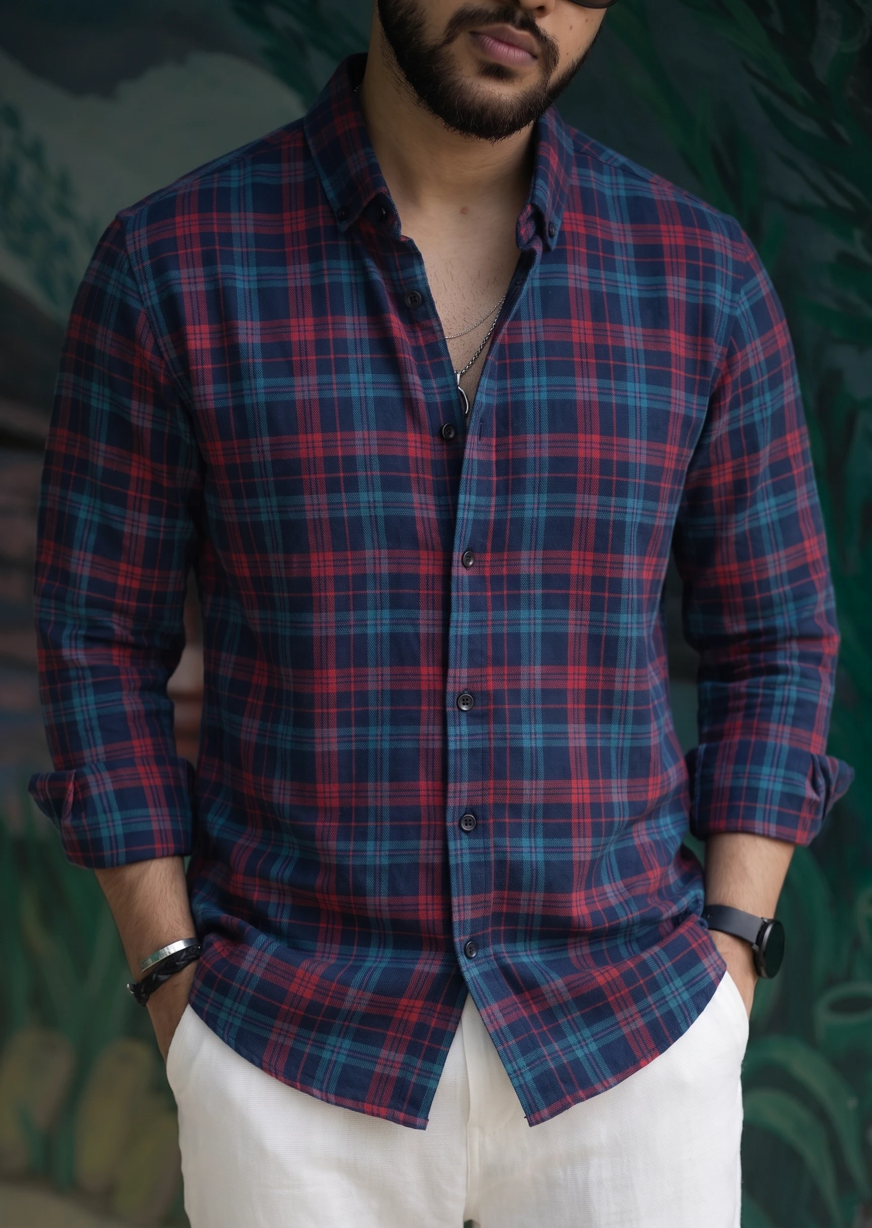 BLUE-RED Check-full sleeve shirt - Image 2