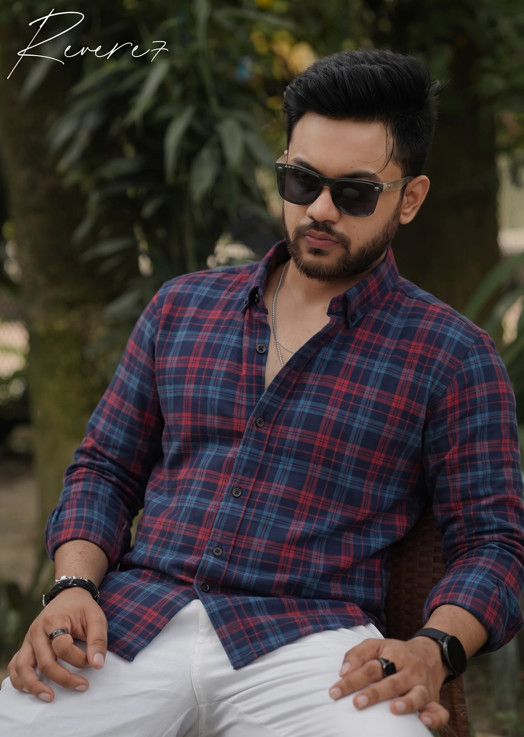 BLUE-RED Check-full sleeve shirt