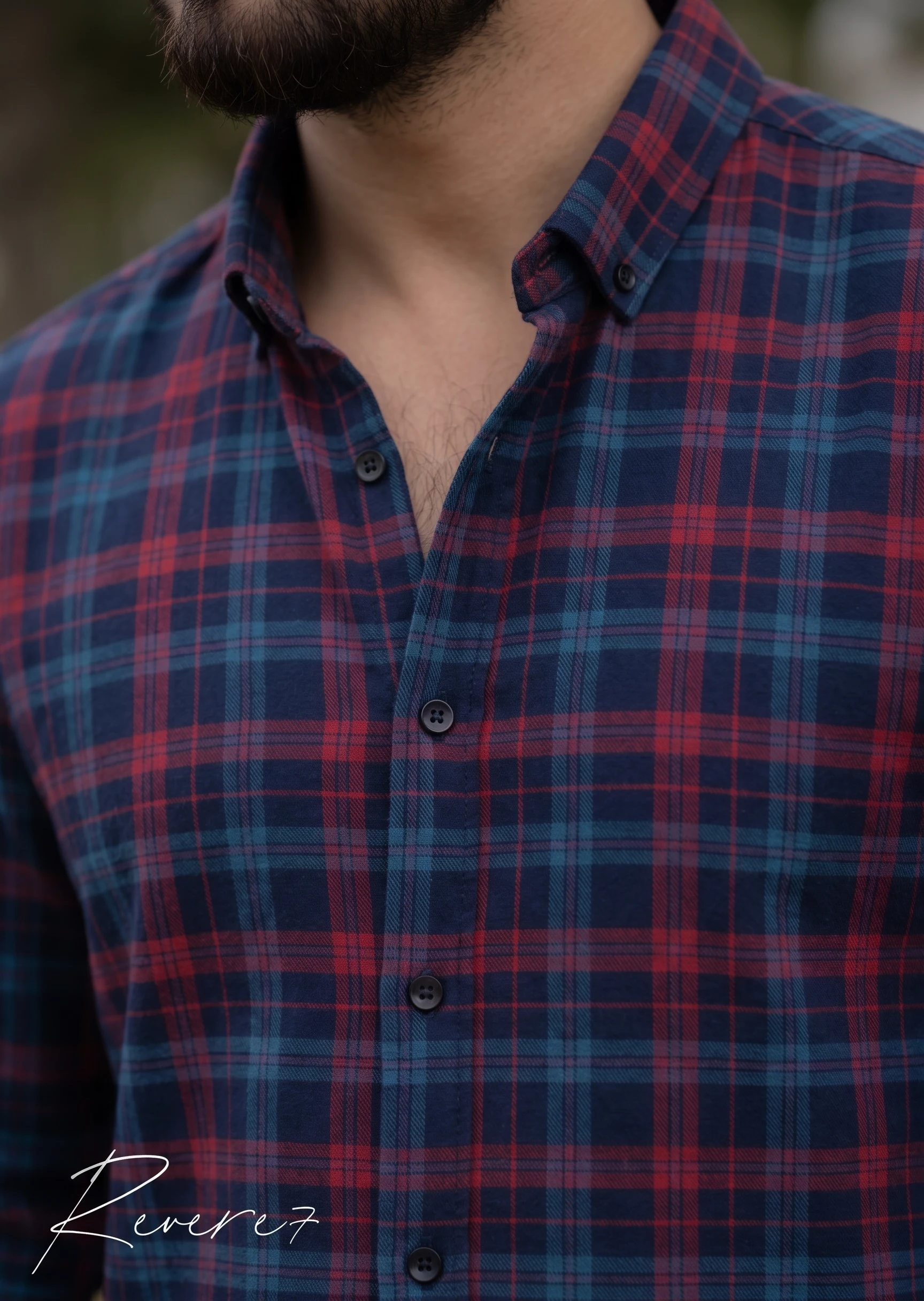 BLUE-RED Check-full sleeve shirt - Image 3