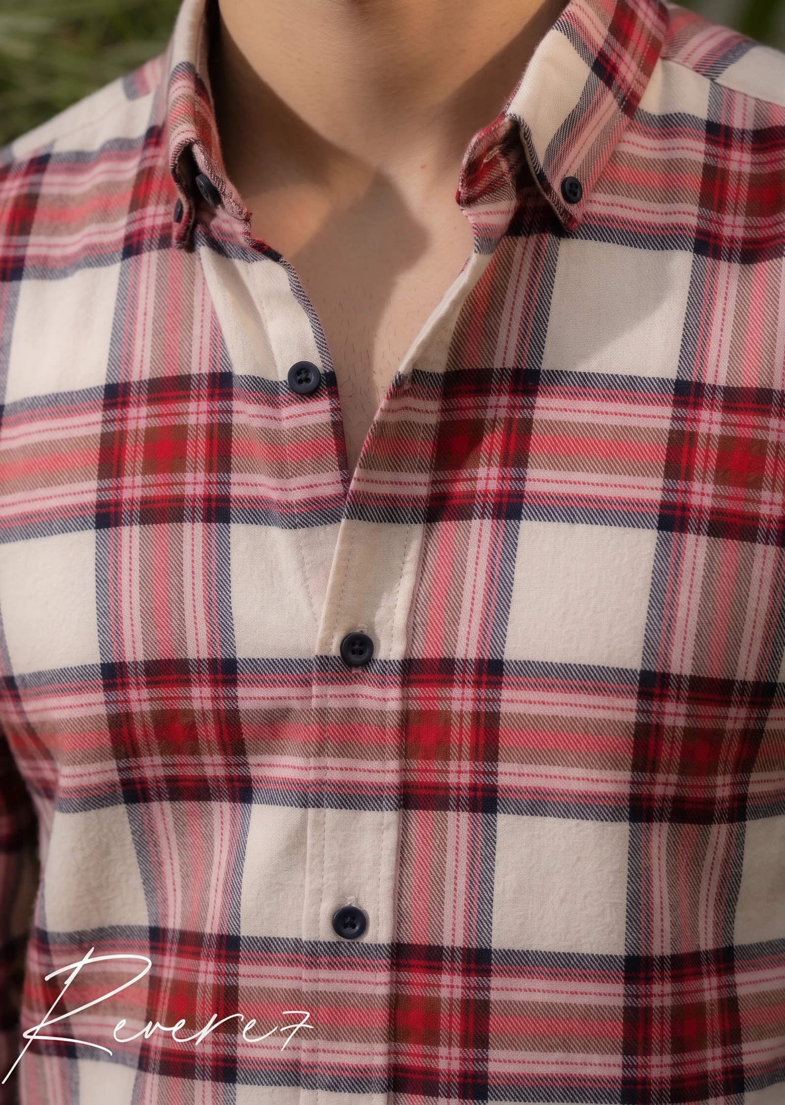 RED-WHITE Check-full sleeve shirt - Image 2