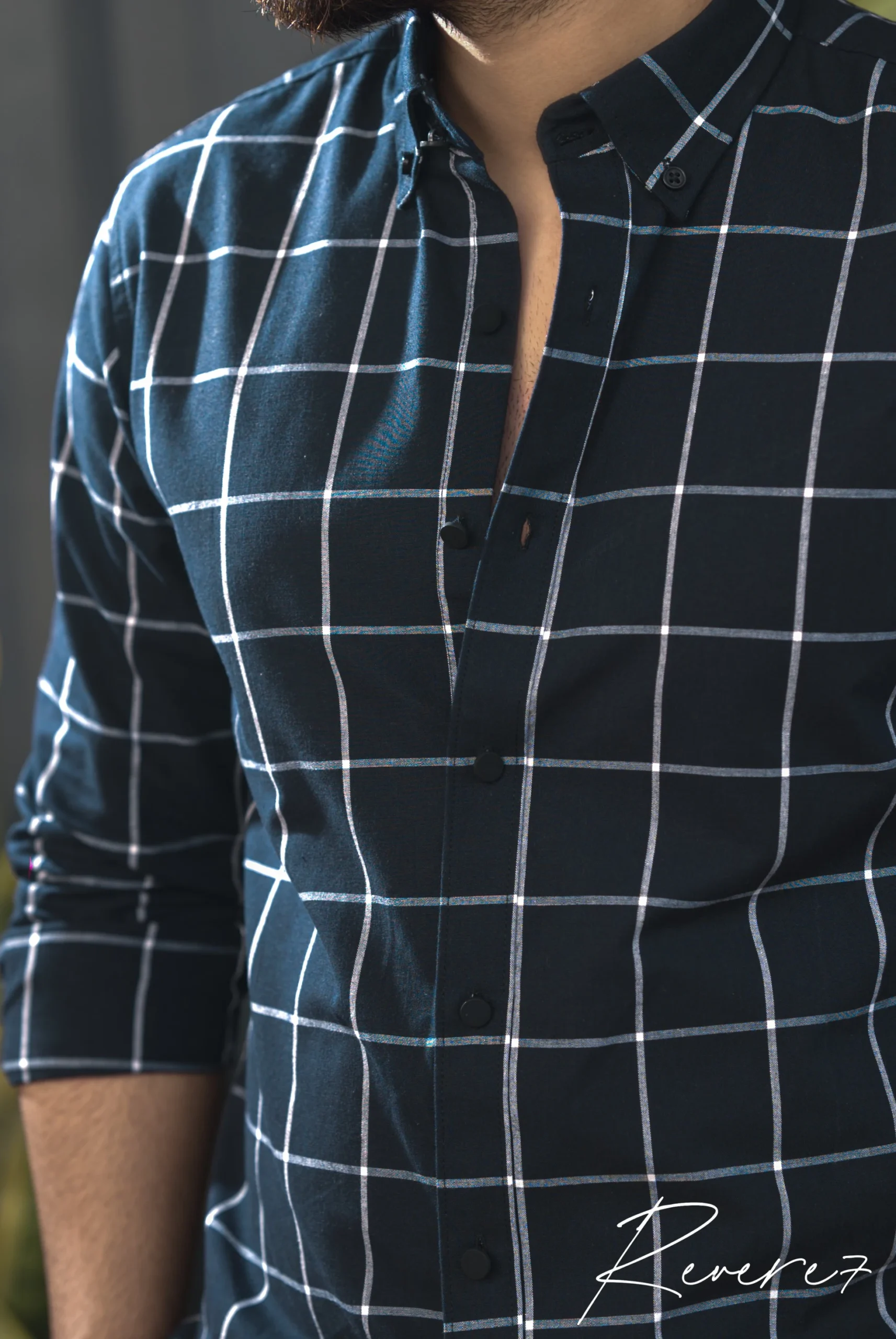 Navy check- full sleeve shirt - Image 3